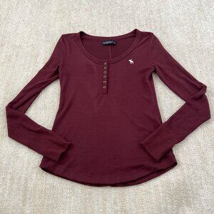 Abercrombie & Fitch Henley Long Sleeve Knit Top S